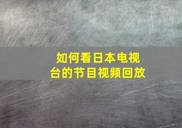 如何看日本电视台的节目视频回放