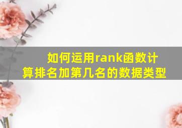 如何运用rank函数计算排名加第几名的数据类型