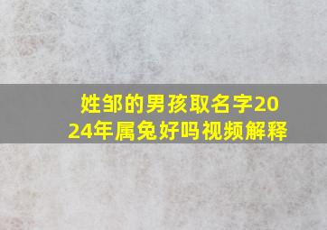 姓邹的男孩取名字2024年属兔好吗视频解释