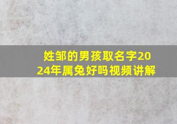 姓邹的男孩取名字2024年属兔好吗视频讲解