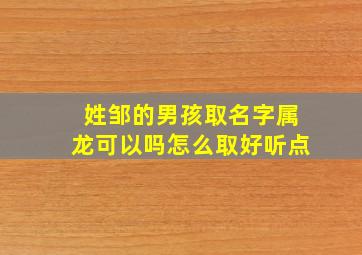 姓邹的男孩取名字属龙可以吗怎么取好听点