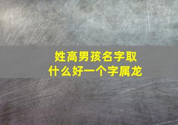 姓高男孩名字取什么好一个字属龙