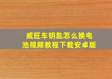 威旺车钥匙怎么换电池视频教程下载安卓版