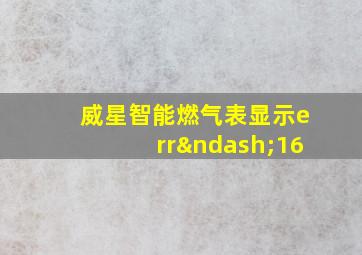 威星智能燃气表显示err–16