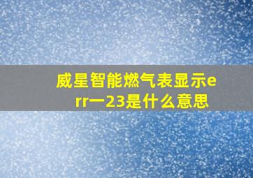 威星智能燃气表显示err一23是什么意思