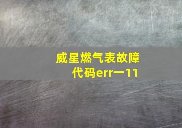 威星燃气表故障代码err一11