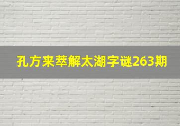 孔方来萃解太湖字谜263期