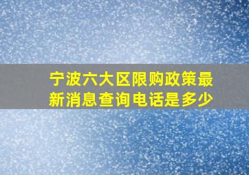 宁波六大区限购政策最新消息查询电话是多少