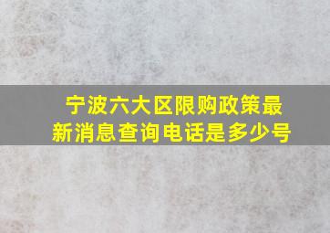 宁波六大区限购政策最新消息查询电话是多少号