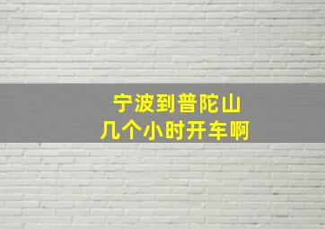 宁波到普陀山几个小时开车啊