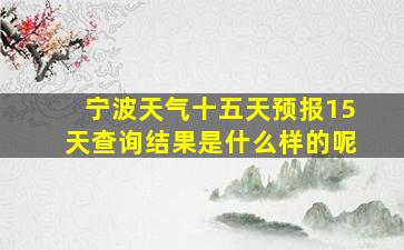 宁波天气十五天预报15天查询结果是什么样的呢