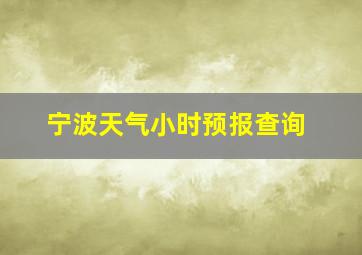 宁波天气小时预报查询