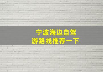 宁波海边自驾游路线推荐一下