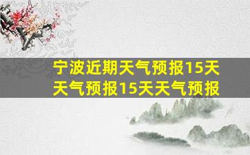 宁波近期天气预报15天天气预报15天天气预报