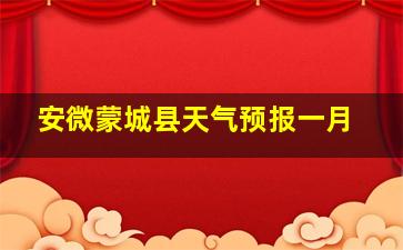 安微蒙城县天气预报一月