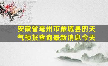 安徽省亳州市蒙城县的天气预报查询最新消息今天