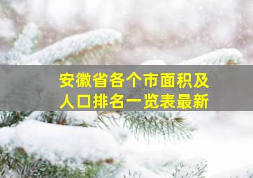 安徽省各个市面积及人口排名一览表最新