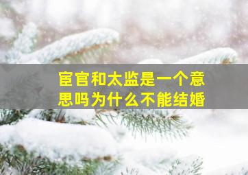 宦官和太监是一个意思吗为什么不能结婚