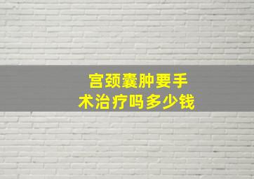 宫颈囊肿要手术治疗吗多少钱