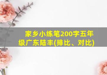 家乡小练笔200字五年级广东陆丰(排比、对比)