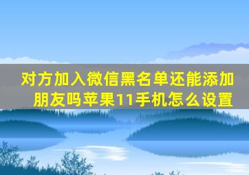 对方加入微信黑名单还能添加朋友吗苹果11手机怎么设置