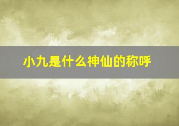 小九是什么神仙的称呼