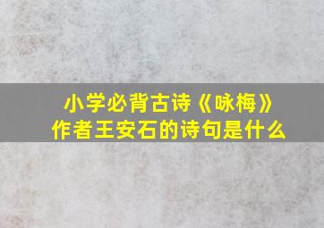 小学必背古诗《咏梅》作者王安石的诗句是什么