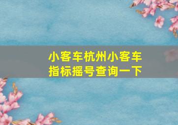 小客车杭州小客车指标摇号查询一下