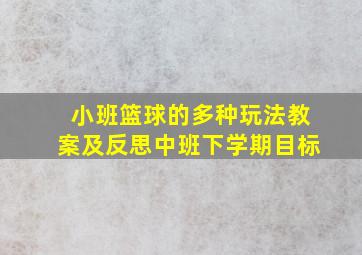 小班篮球的多种玩法教案及反思中班下学期目标