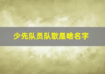 少先队员队歌是啥名字