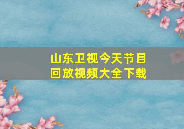 山东卫视今天节目回放视频大全下载