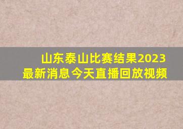 山东泰山比赛结果2023最新消息今天直播回放视频