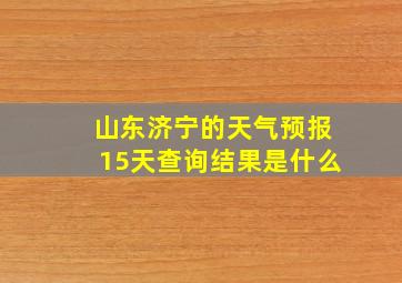 山东济宁的天气预报15天查询结果是什么