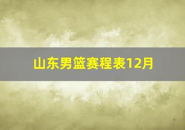 山东男篮赛程表12月