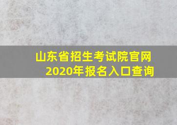 山东省招生考试院官网2020年报名入口查询