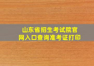 山东省招生考试院官网入口查询准考证打印