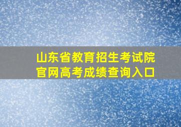 山东省教育招生考试院官网高考成绩查询入口