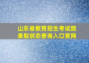 山东省教育招生考试院录取状态查询入口官网