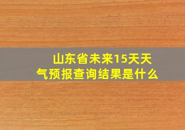 山东省未来15天天气预报查询结果是什么