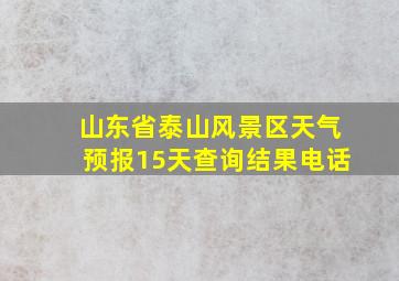 山东省泰山风景区天气预报15天查询结果电话