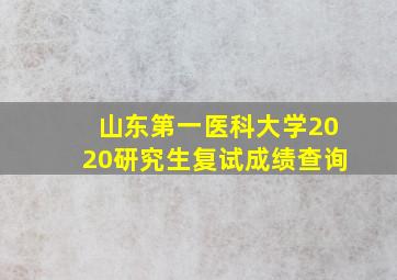 山东第一医科大学2020研究生复试成绩查询