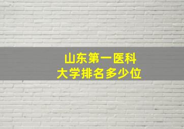 山东第一医科大学排名多少位