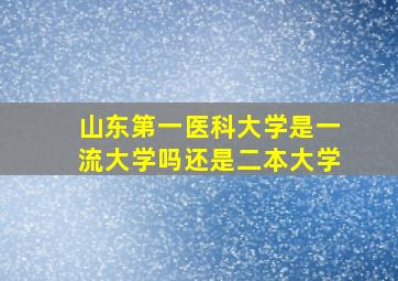 山东第一医科大学是一流大学吗还是二本大学