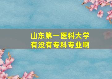 山东第一医科大学有没有专科专业啊