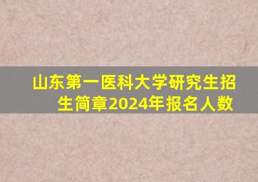 山东第一医科大学研究生招生简章2024年报名人数