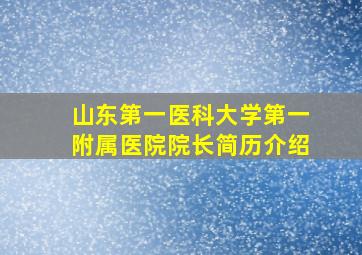 山东第一医科大学第一附属医院院长简历介绍