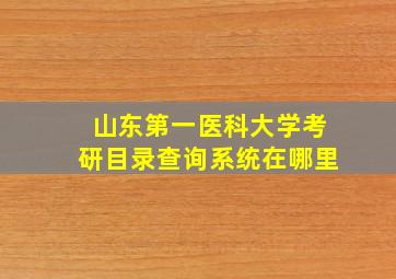 山东第一医科大学考研目录查询系统在哪里