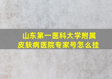 山东第一医科大学附属皮肤病医院专家号怎么挂