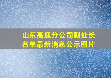 山东高速分公司副处长名单最新消息公示图片