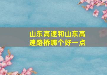 山东高速和山东高速路桥哪个好一点